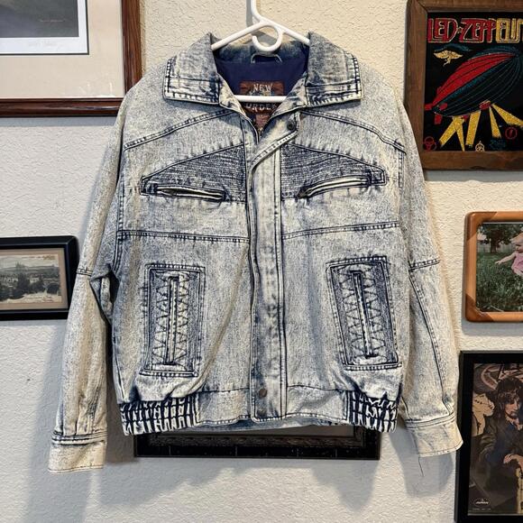 Other - Vintage 80s RARE New Order Designer Acid Wash Denim Jacket Size Medium